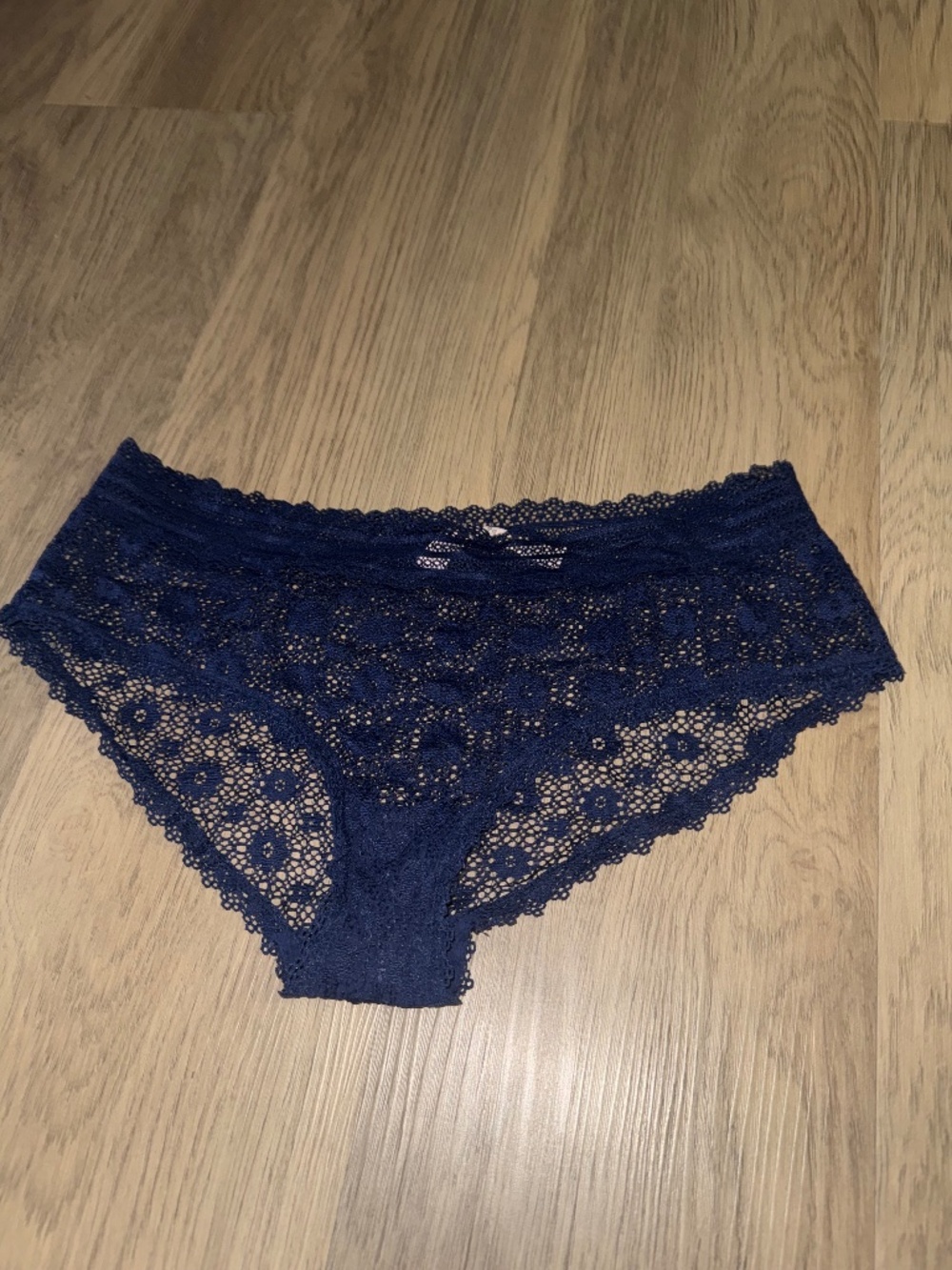 NWOT Victoria’s Secret Navy Lace Cheeky Panties Sheer Floral Lace Soft Girl